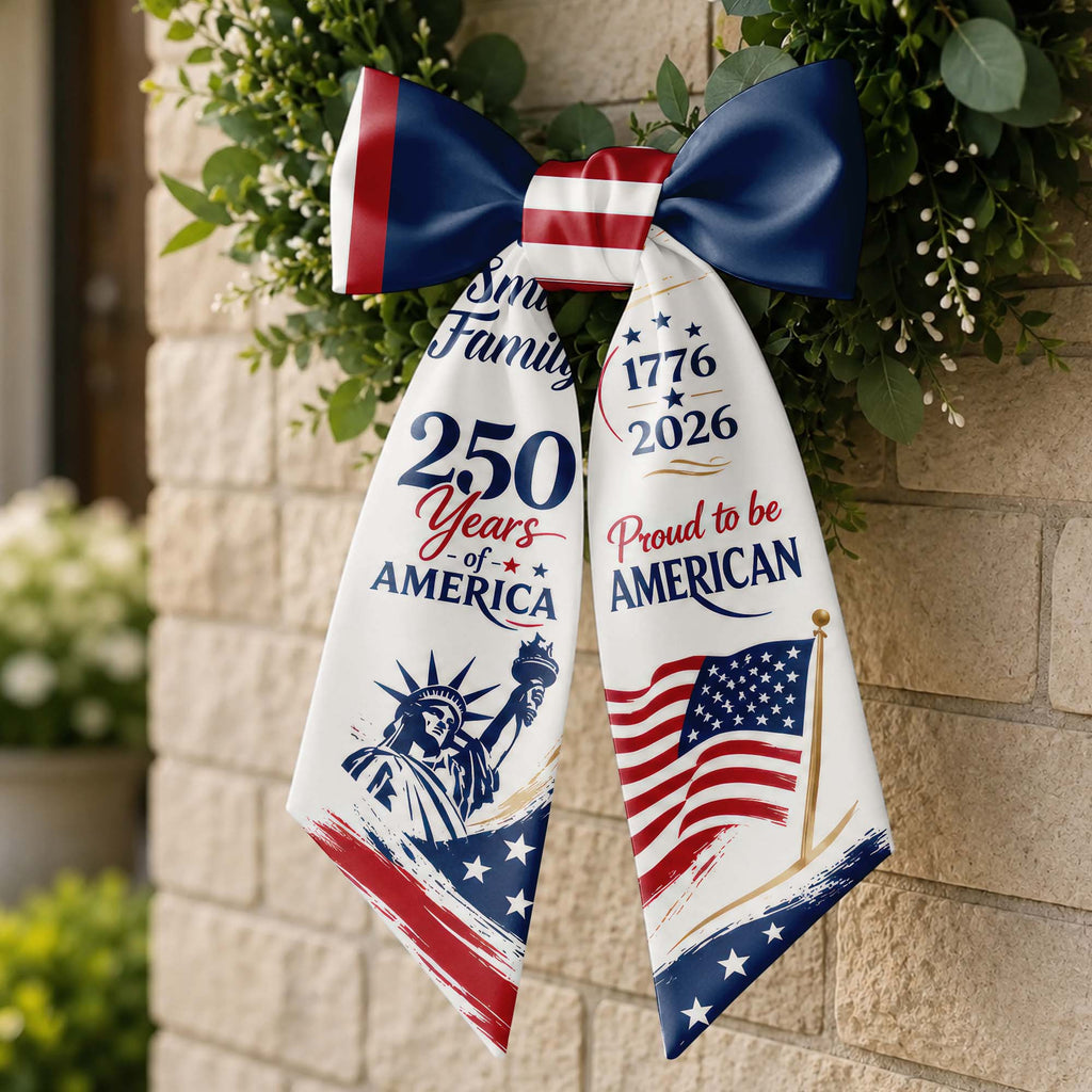 Personalized American Flag Decorative Sash Custom Family Name 4th of July Gift Decorative Sash GradoCreations