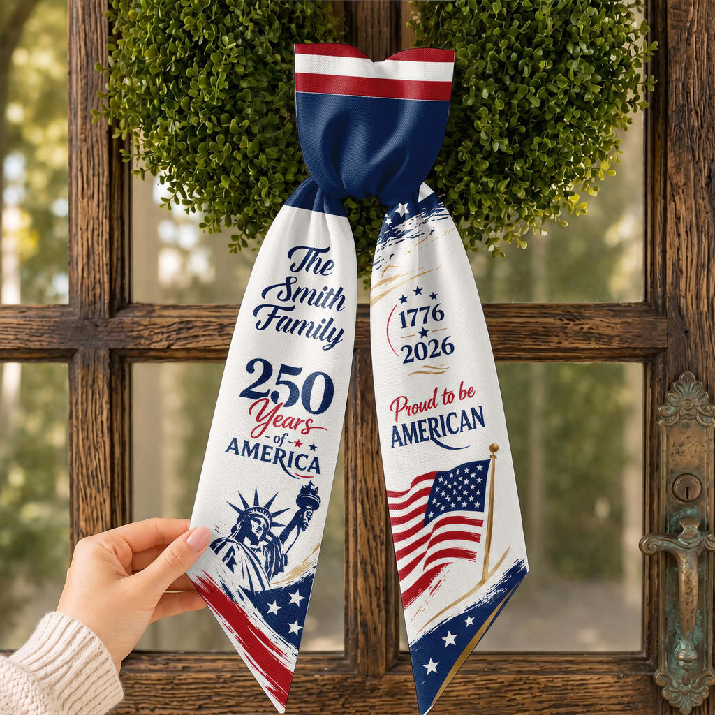 Personalized American Flag Decorative Sash Custom Family Name 4th of July Gift Decorative Sash GradoCreations