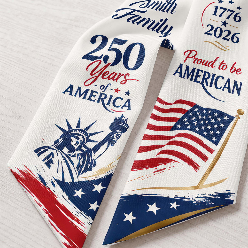 Personalized American Flag Decorative Sash Custom Family Name 4th of July Gift Decorative Sash GradoCreations