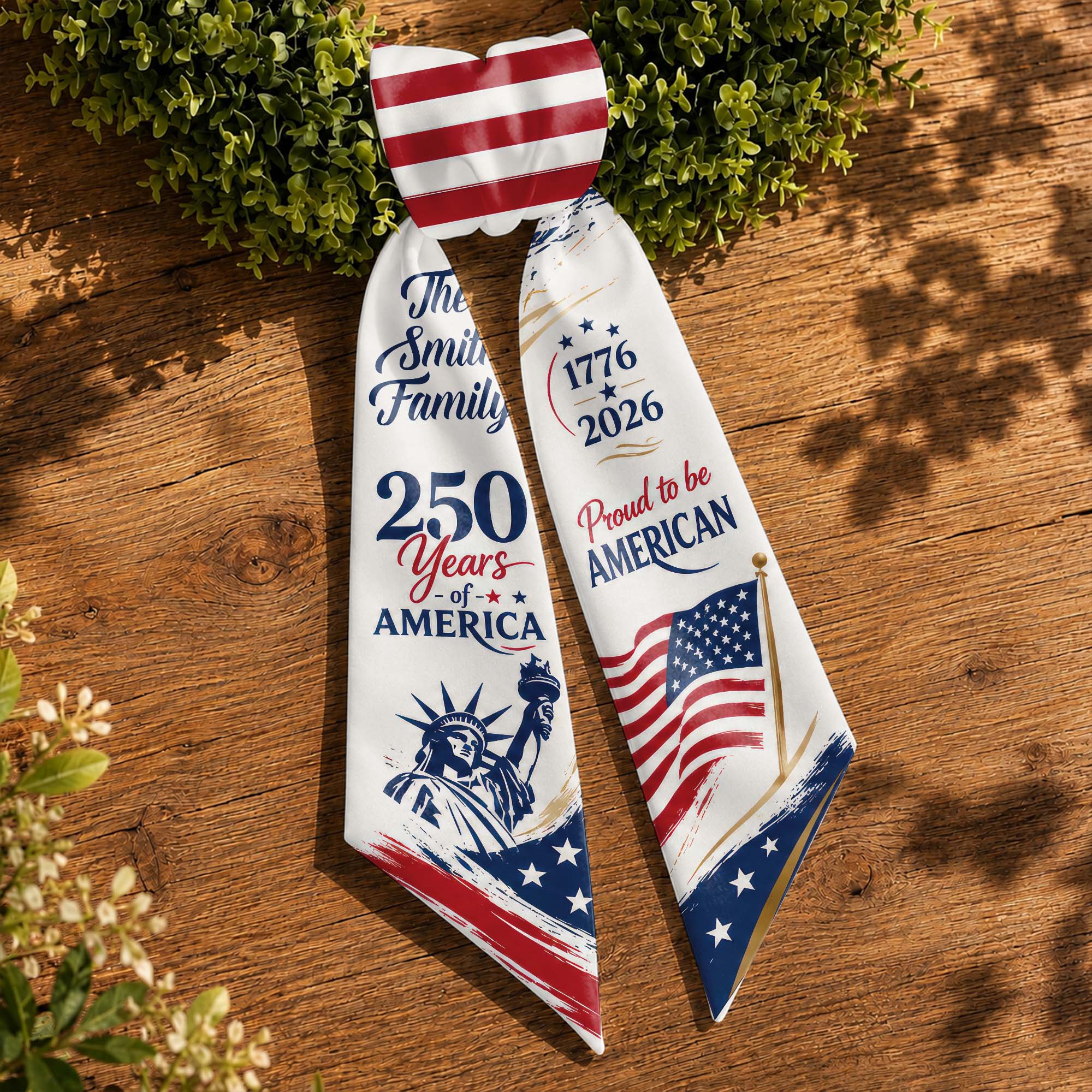 Personalized American Flag Decorative Sash Custom Family Name 4th of July Gift Decorative Sash GradoCreations