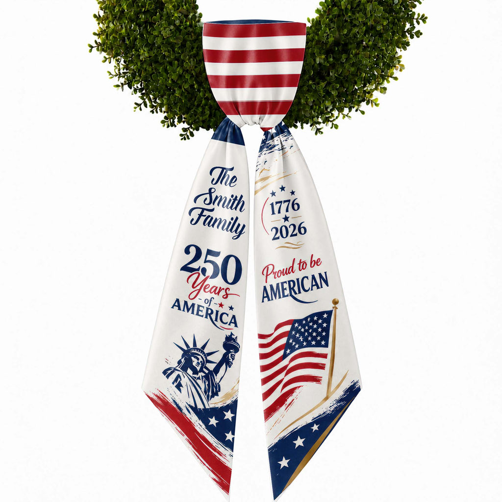Personalized American Flag Decorative Sash Custom Family Name 4th of July Gift Decorative Sash GradoCreations