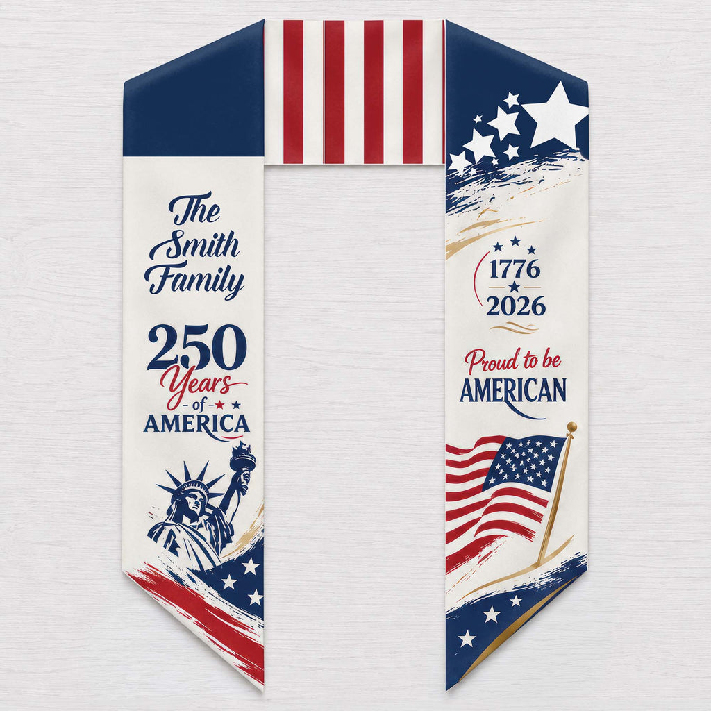 Personalized American Flag Decorative Sash Custom Family Name 4th of July Gift Decorative Sash GradoCreations