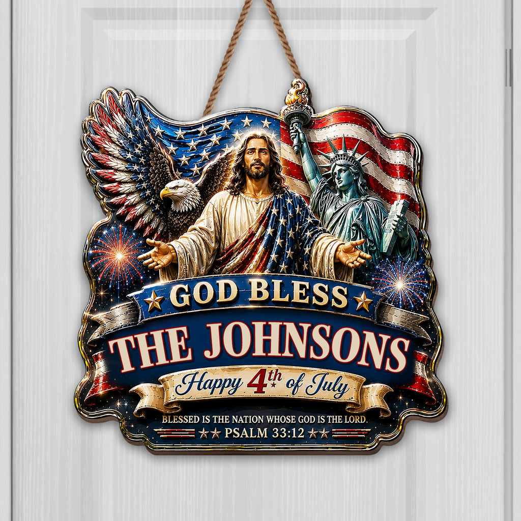 Personalized 4th of July Wood Sign Custom Family Name Gift Wood Sign GradoCreations