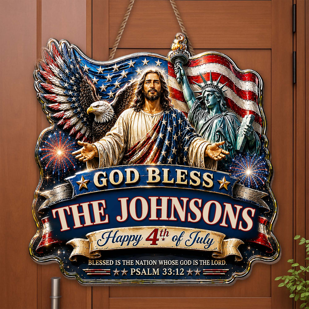 Personalized 4th of July Wood Sign Custom Family Name Gift Wood Sign GradoCreations