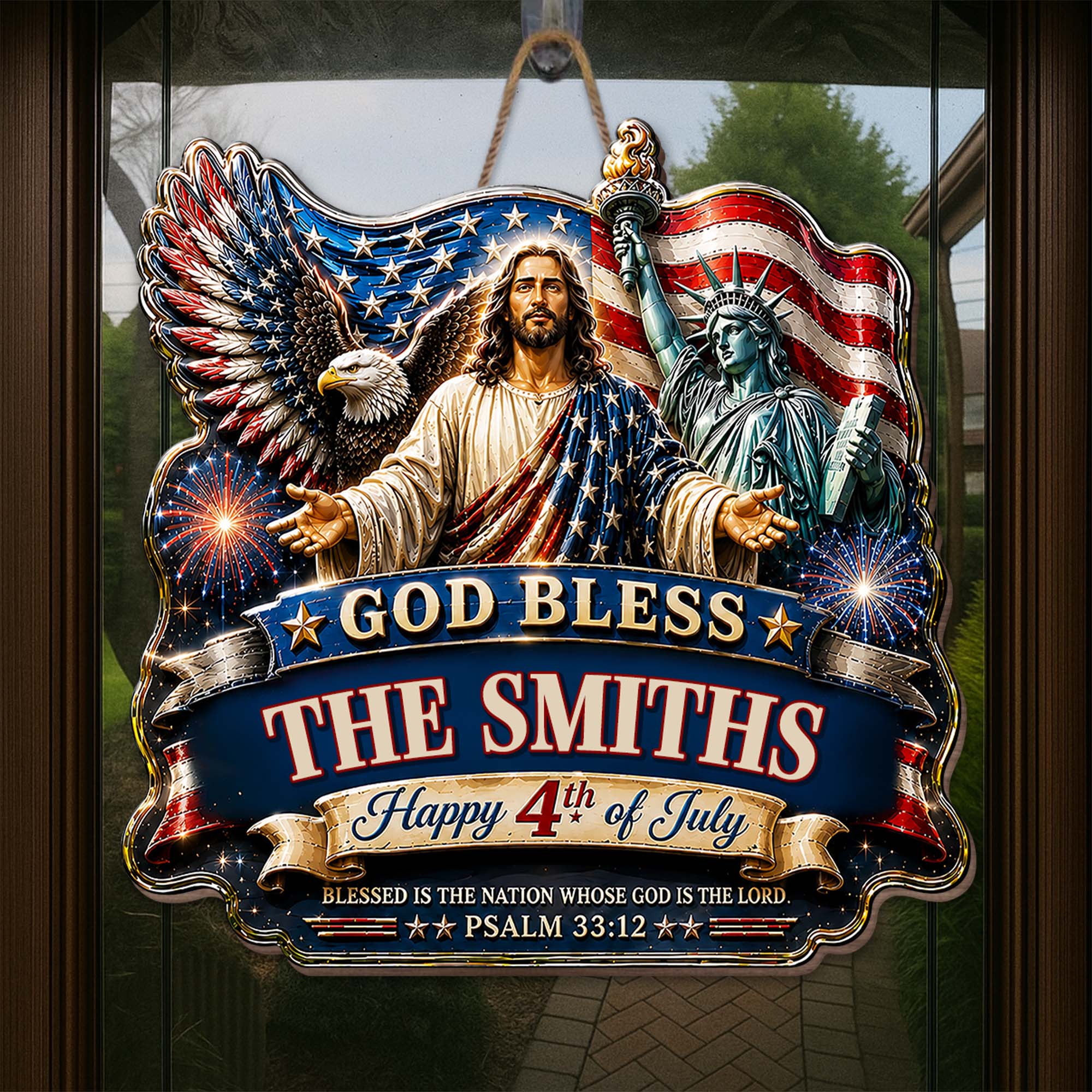Personalized 4th of July Wood Sign Custom Family Name Gift Wood Sign GradoCreations