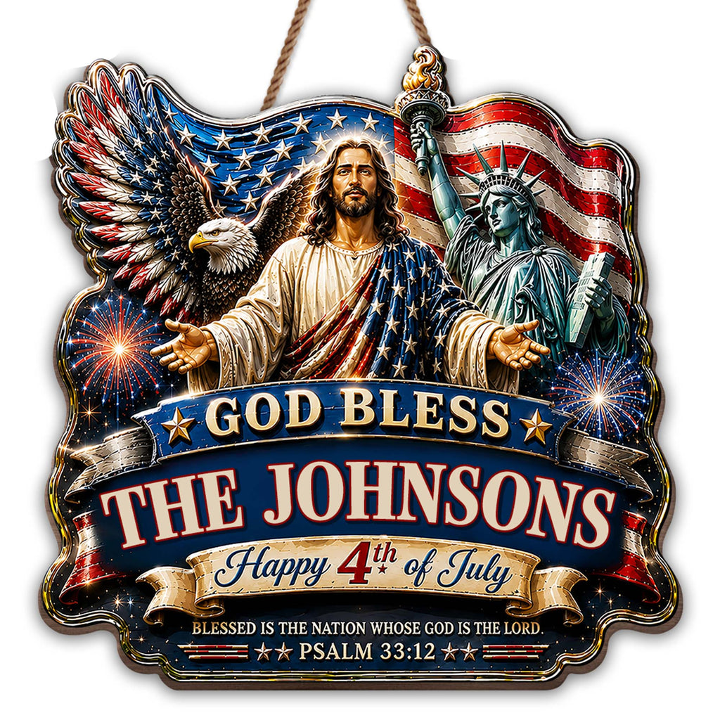 Personalized 4th of July Wood Sign Custom Family Name Gift Wood Sign GradoCreations