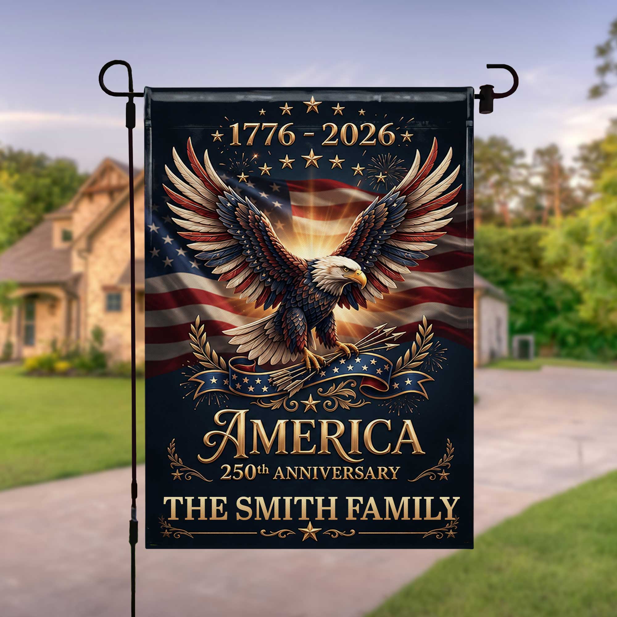 Personalized American Flag Garden Flag Custom Name 250th Anniversary Gift Garden Flag GradoCreations