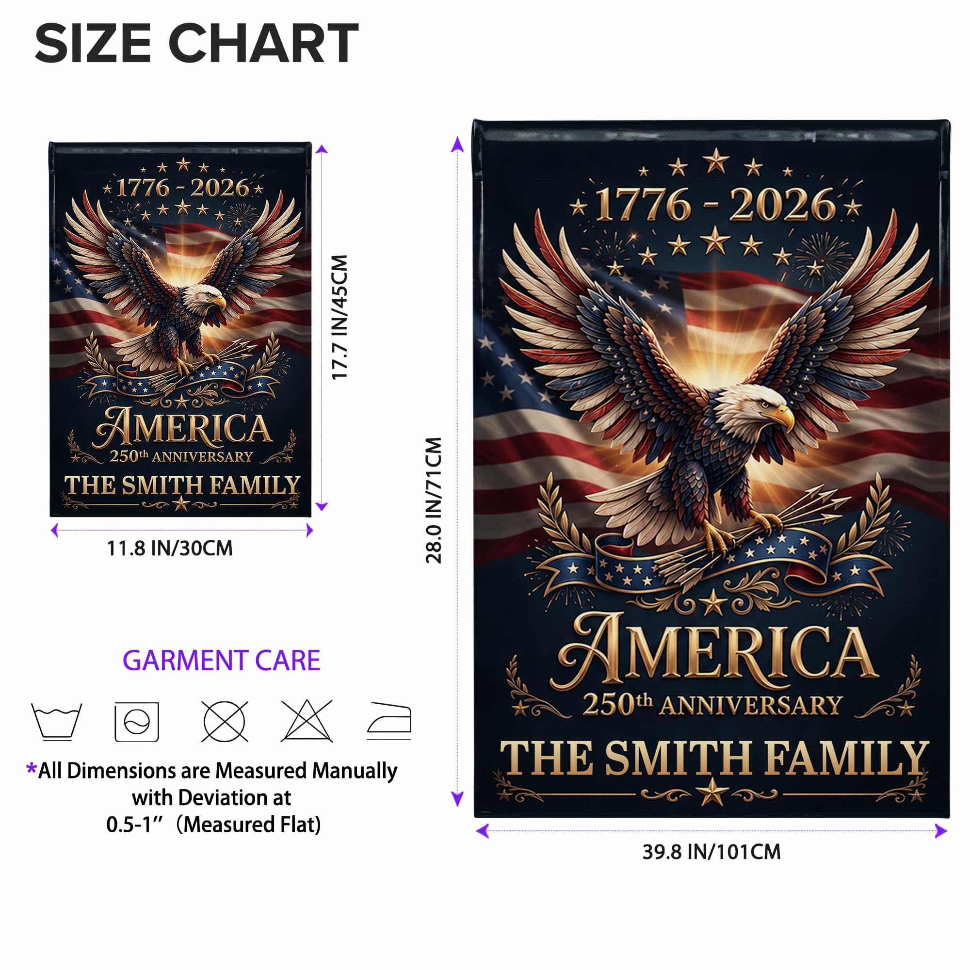 Personalized American Flag Garden Flag Custom Name 250th Anniversary Gift Garden Flag GradoCreations