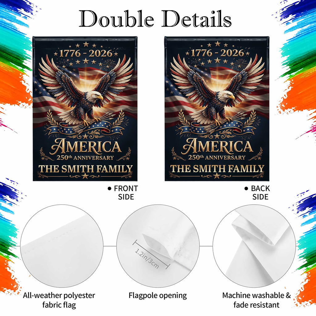 Personalized American Flag Garden Flag Custom Name 250th Anniversary Gift Garden Flag GradoCreations