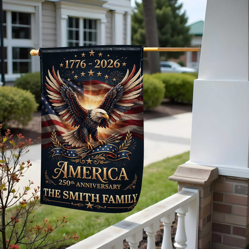 Personalized American Flag Garden Flag Custom Name 250th Anniversary Gift Garden Flag GradoCreations
