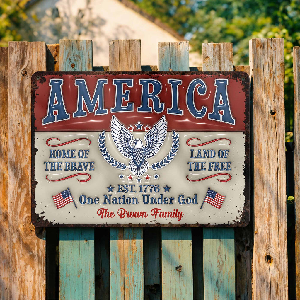 Personalized Metal Sign Custom Family Name Eagle 4th of July Gift Metal Sign GradoCreations