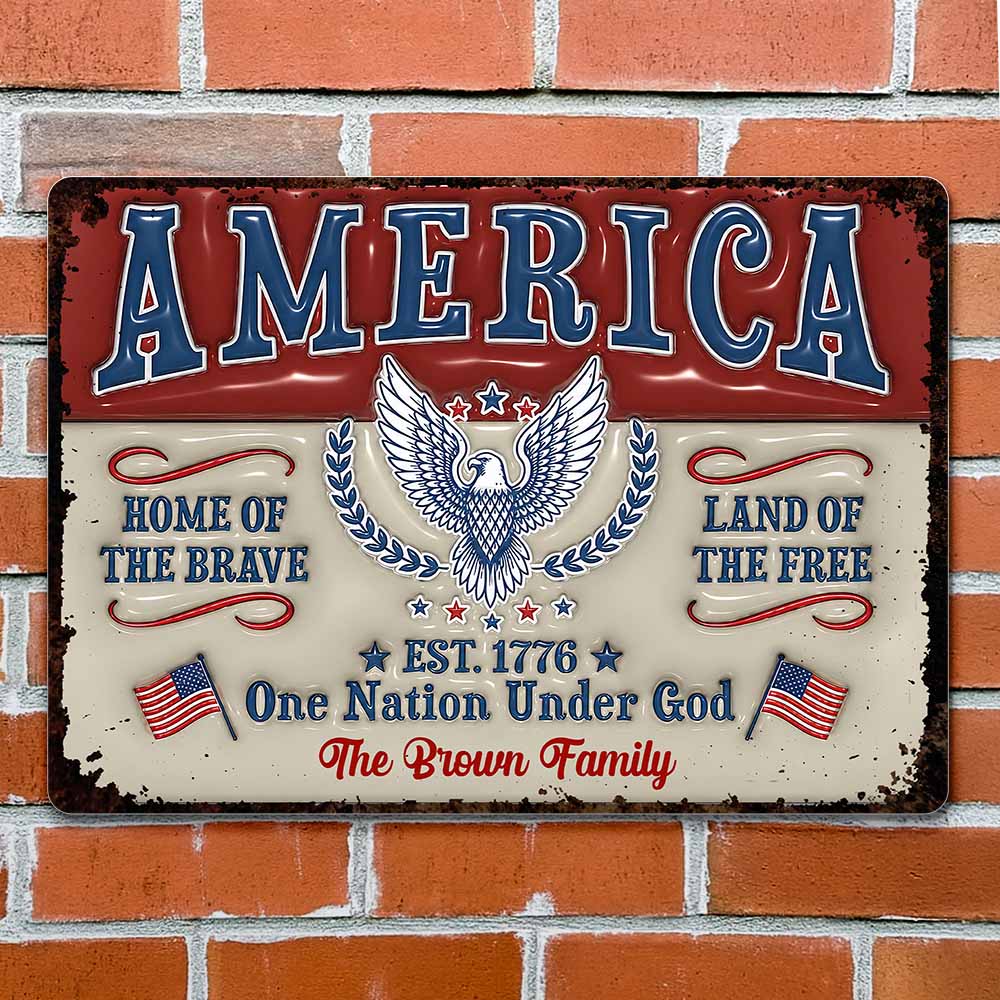 Personalized Metal Sign Custom Family Name Eagle 4th of July Gift Metal Sign GradoCreations