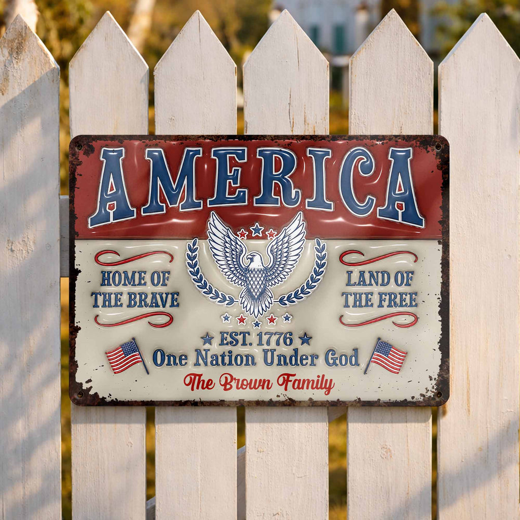 Personalized Metal Sign Custom Family Name Eagle 4th of July Gift Metal Sign GradoCreations