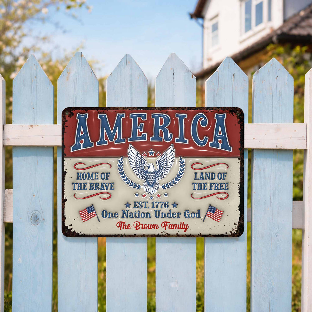 Personalized Metal Sign Custom Family Name Eagle 4th of July Gift Metal Sign GradoCreations