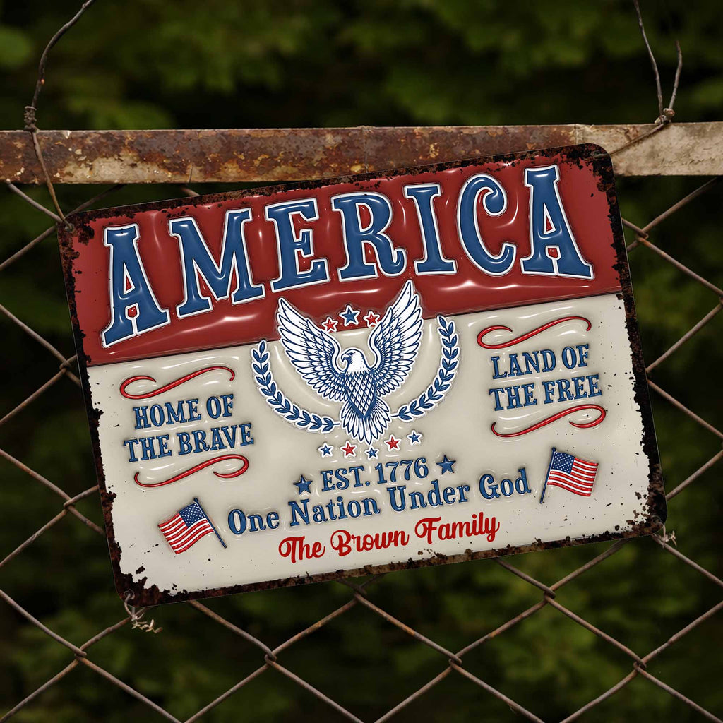 Personalized Metal Sign Custom Family Name Eagle 4th of July Gift Metal Sign GradoCreations