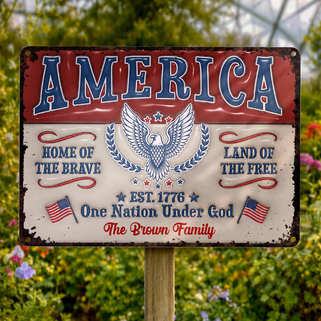 Personalized Metal Sign Custom Family Name Eagle 4th of July Gift Metal Sign GradoCreations