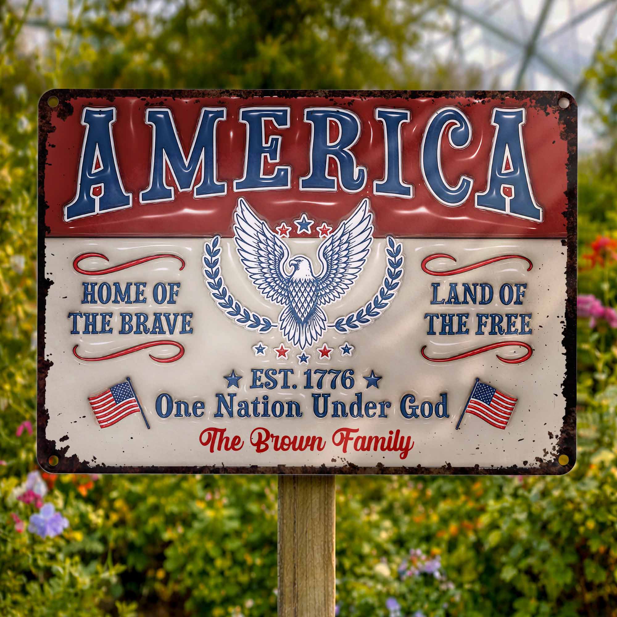 Personalized Metal Sign Custom Family Name Eagle 4th of July Gift Metal Sign GradoCreations