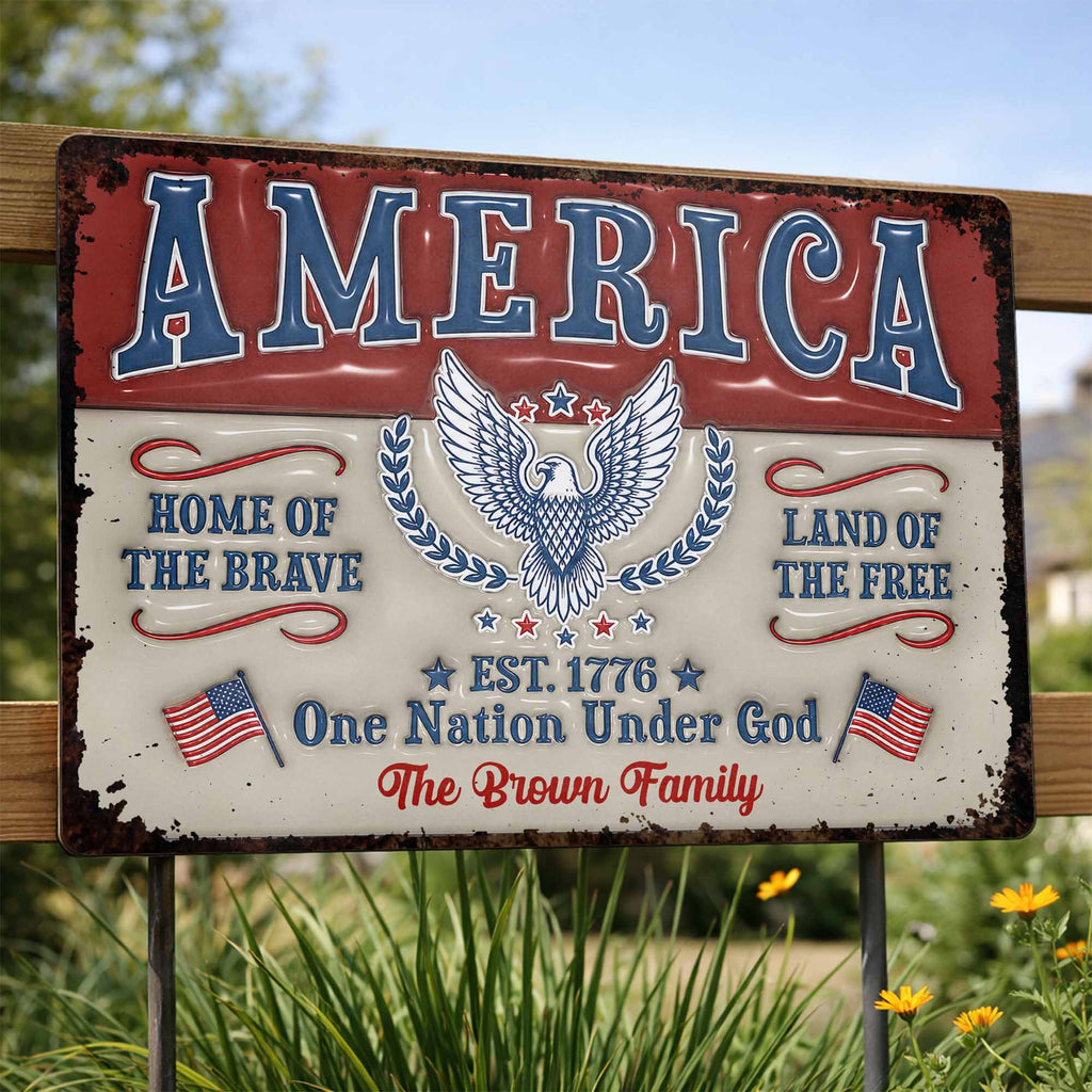 Personalized Metal Sign Custom Family Name Eagle 4th of July Gift Metal Sign GradoCreations