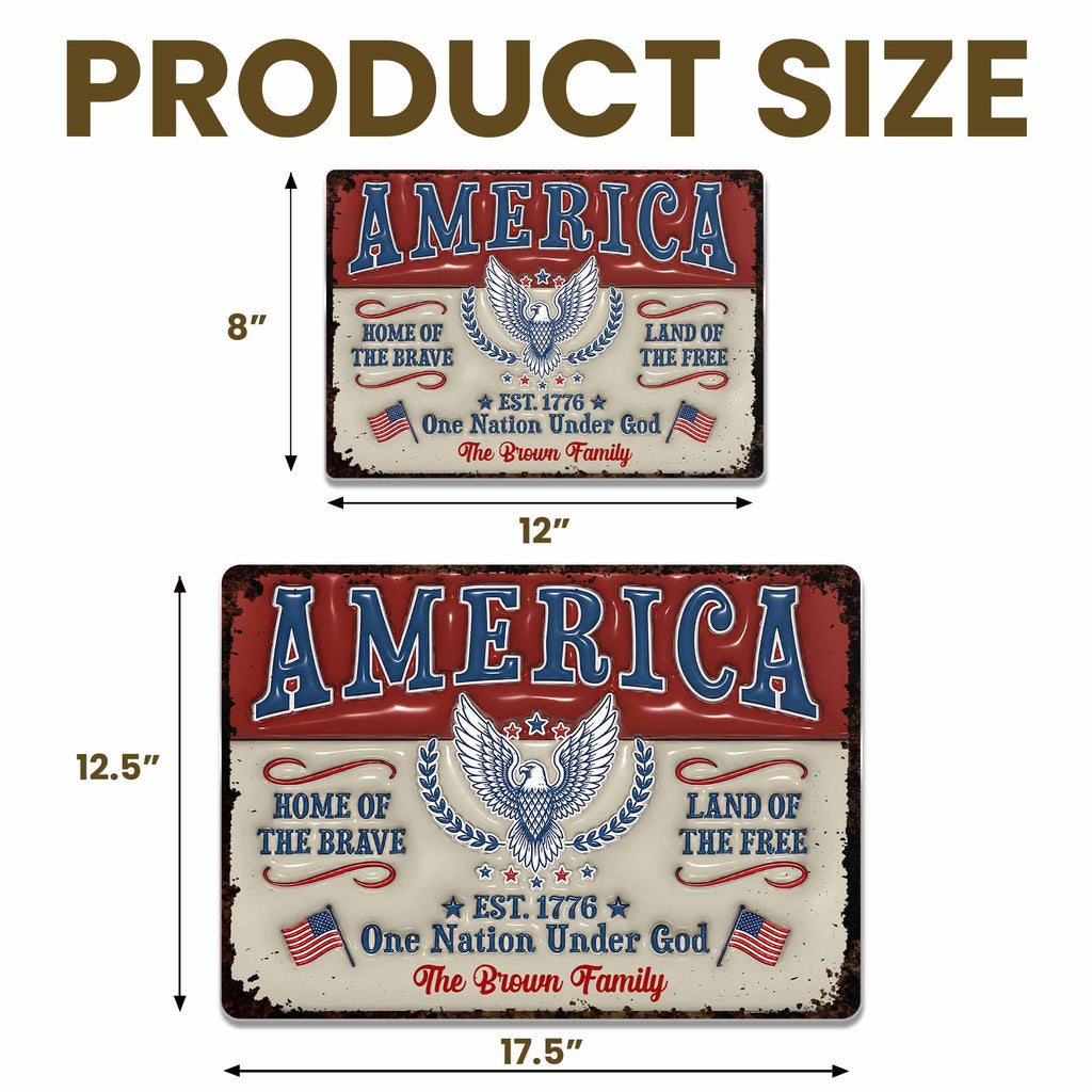 Personalized Metal Sign Custom Family Name Eagle 4th of July Gift Metal Sign GradoCreations