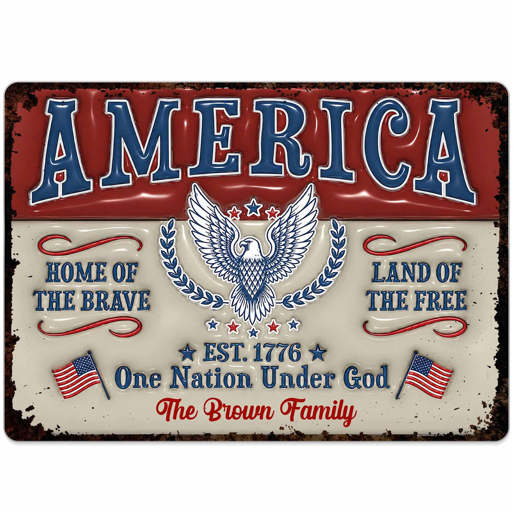 Personalized Metal Sign Custom Family Name Eagle 4th of July Gift Metal Sign GradoCreations