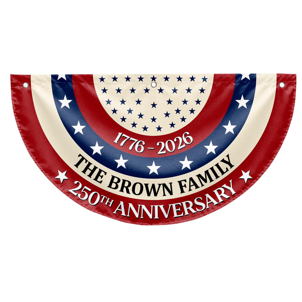 Personalized Family 250th Anniversary Flag Custom Name Decoration Non-Pleated Fan Flag GradoCreations