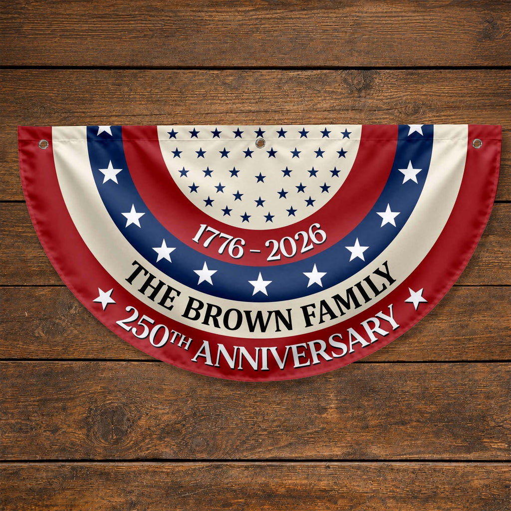 Personalized Family 250th Anniversary Flag Custom Name Decoration Non-Pleated Fan Flag GradoCreations
