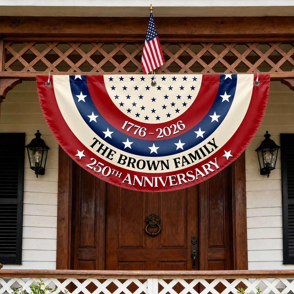 Personalized Family 250th Anniversary Flag Custom Name Decoration Non-Pleated Fan Flag GradoCreations