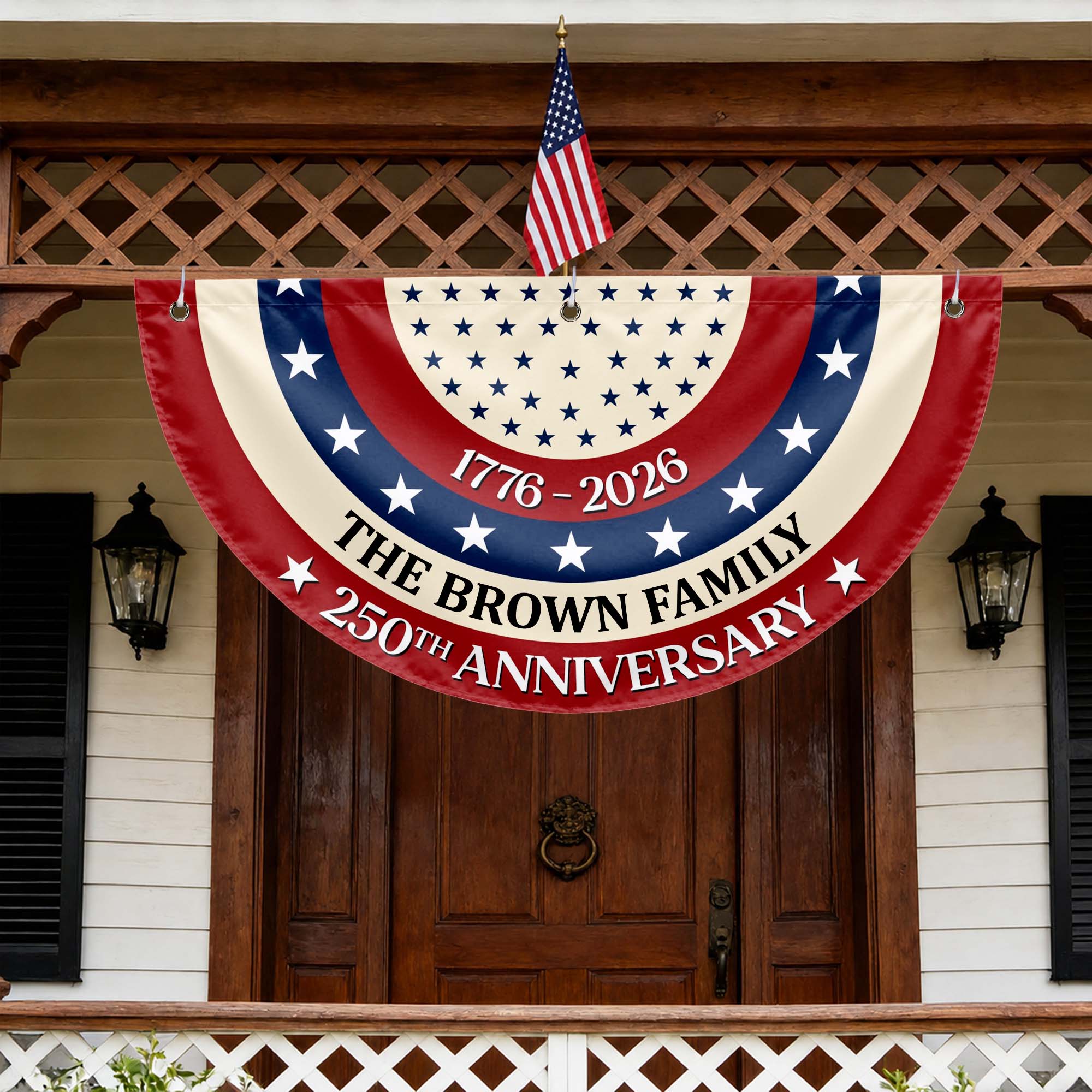 Personalized Family 250th Anniversary Flag Custom Name Decoration Non-Pleated Fan Flag GradoCreations