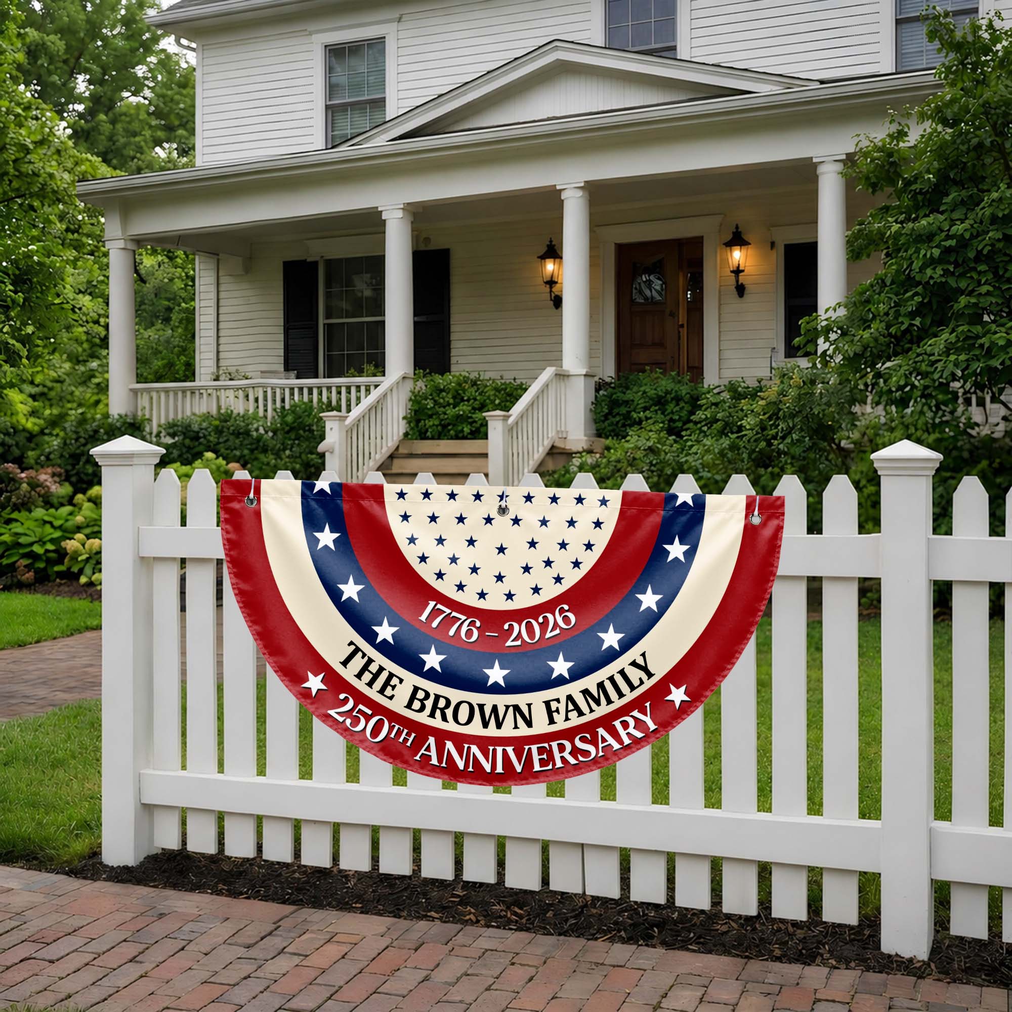 Personalized Family 250th Anniversary Flag Custom Name Decoration Non-Pleated Fan Flag GradoCreations