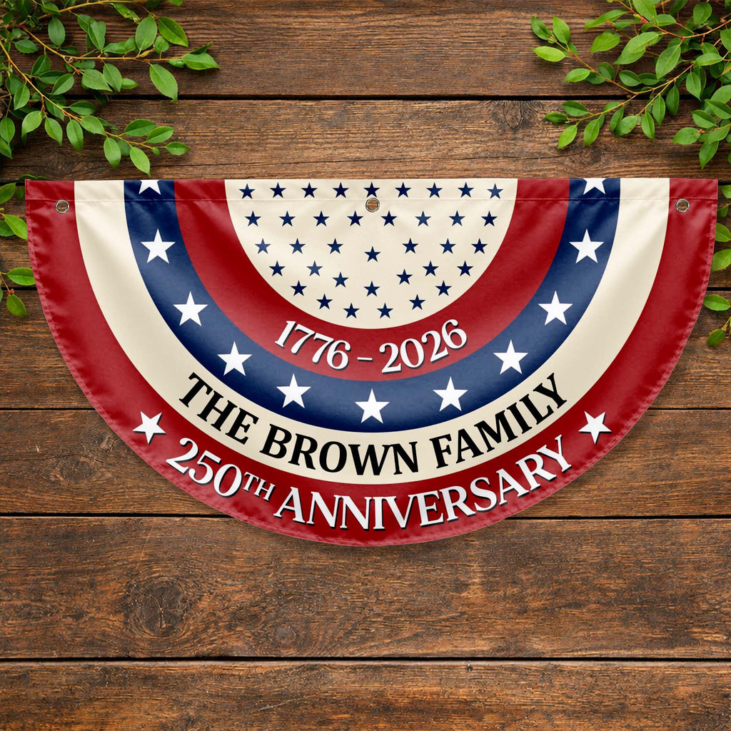 Personalized Family 250th Anniversary Flag Custom Name Decoration Non-Pleated Fan Flag GradoCreations