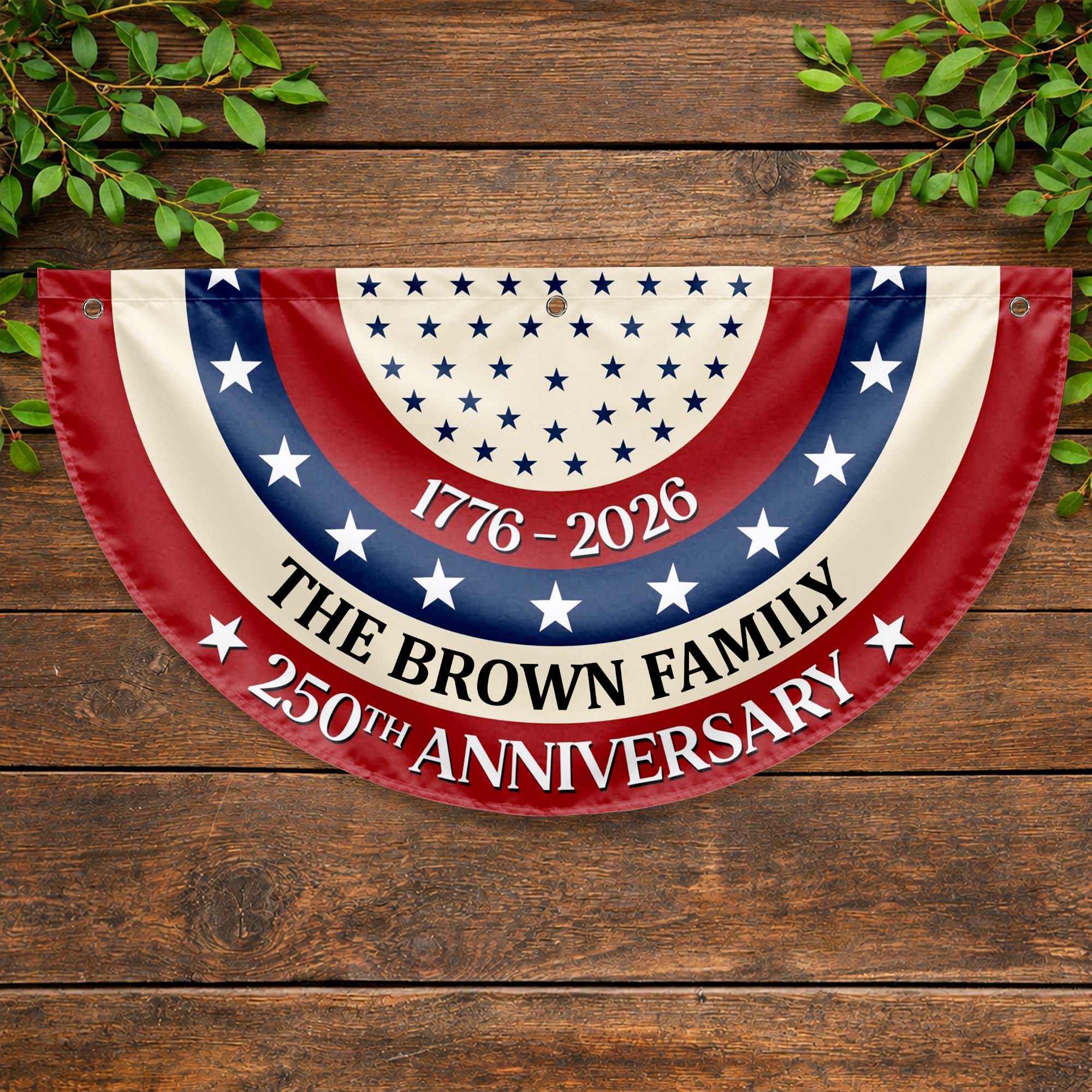 Personalized Family 250th Anniversary Flag Custom Name Decoration Non-Pleated Fan Flag GradoCreations