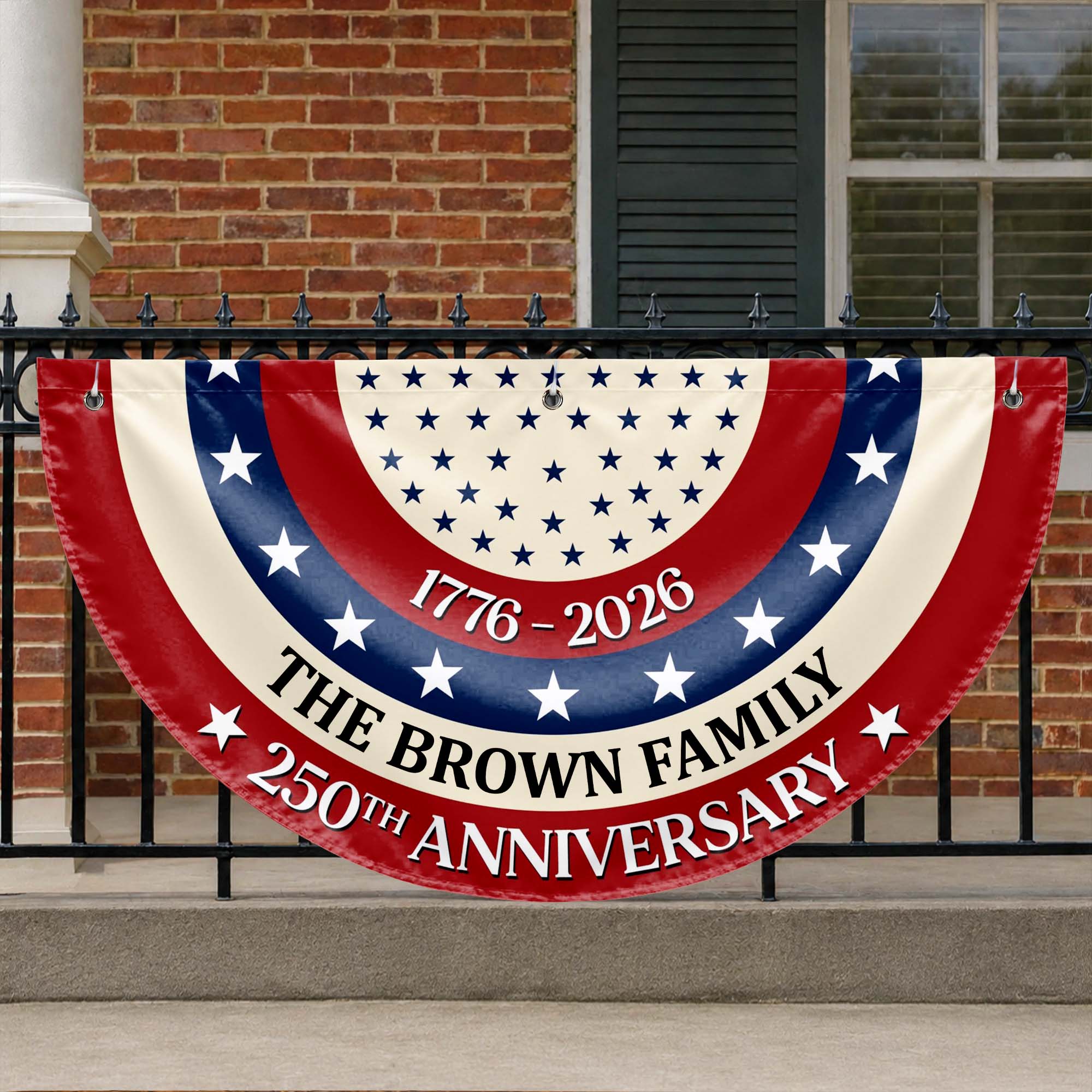 Personalized Family 250th Anniversary Flag Custom Name Decoration Non-Pleated Fan Flag GradoCreations