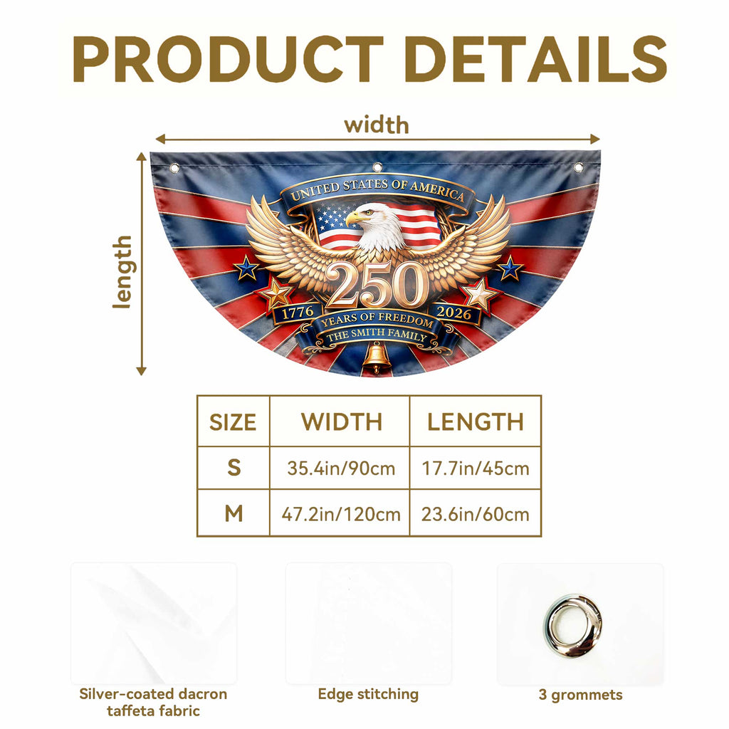 Personalized Family Eagle Fan Flag Custom Name 4th of July Gift Non-Pleated Fan Flag GradoCreations