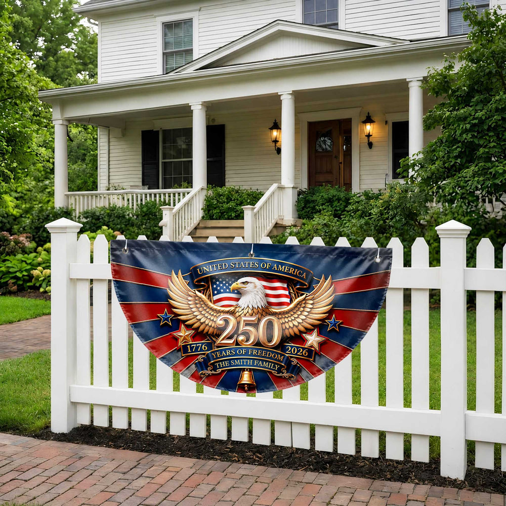 Personalized Family Eagle Fan Flag Custom Name 4th of July Gift Non-Pleated Fan Flag GradoCreations
