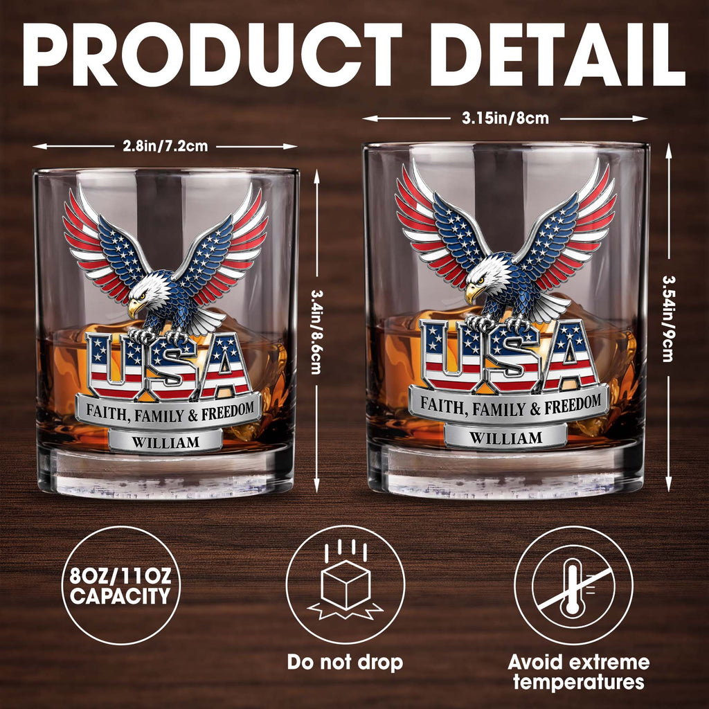 Personalized Patriotic Eagle Whiskey Glass Gift for Dad Whiskey Glass GradoCreations