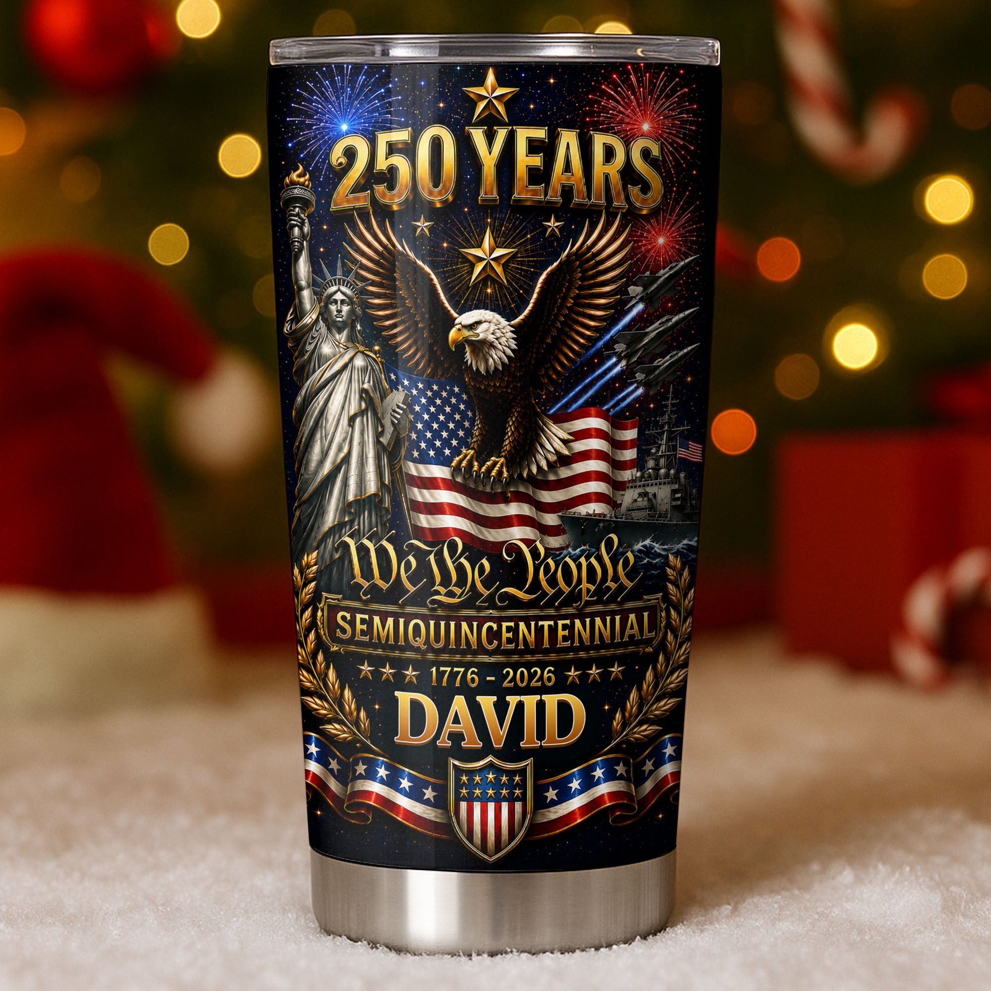 Personalized 20oz Stainless Steel Tumbler American Flag Gift for Dad 20oz Tumbler GradoCreations