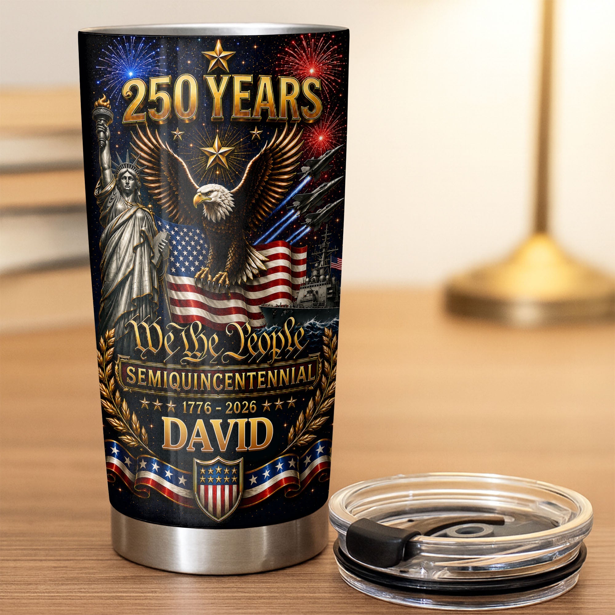 Personalized 20oz Stainless Steel Tumbler American Flag Gift for Dad 20oz Tumbler GradoCreations