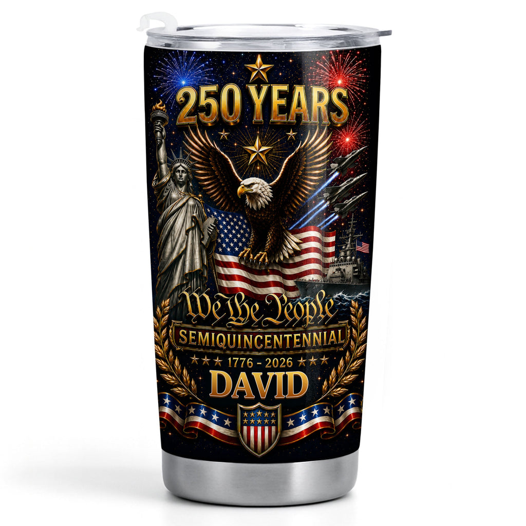 Personalized 20oz Stainless Steel Tumbler American Flag Gift for Dad 20oz Tumbler GradoCreations