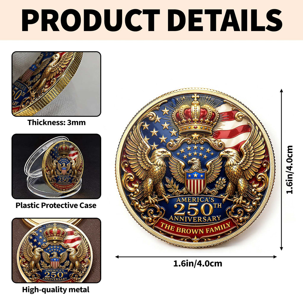 Custom Family Commemorative Coin Personalized 250th Anniversary Gift Commemorative Coin GradoCreations