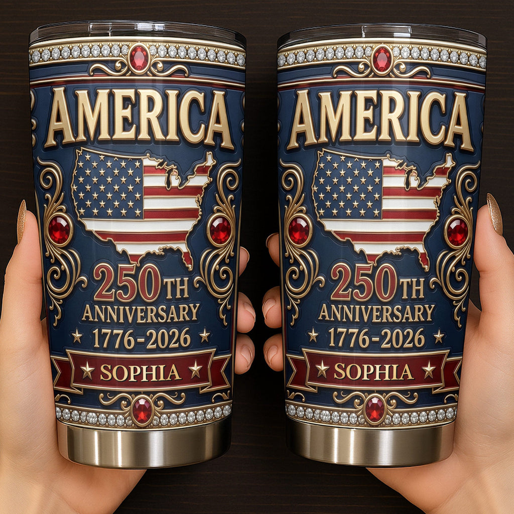 Personalized 250th Anniversary USA Map Stainless Steel Tumbler 20oz Gift 20oz Tumbler GradoCreations