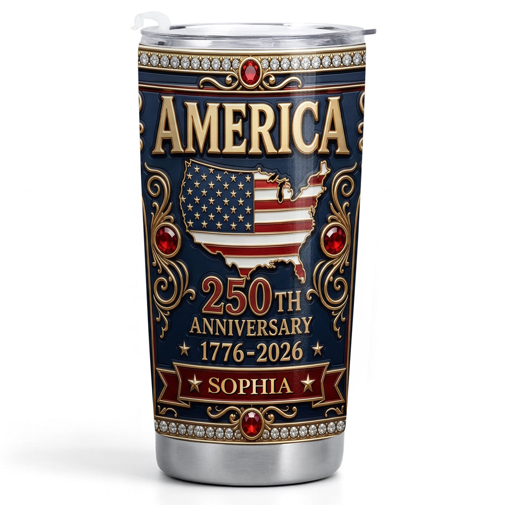 Personalized 250th Anniversary USA Map Stainless Steel Tumbler 20oz Gift 20oz Tumbler GradoCreations