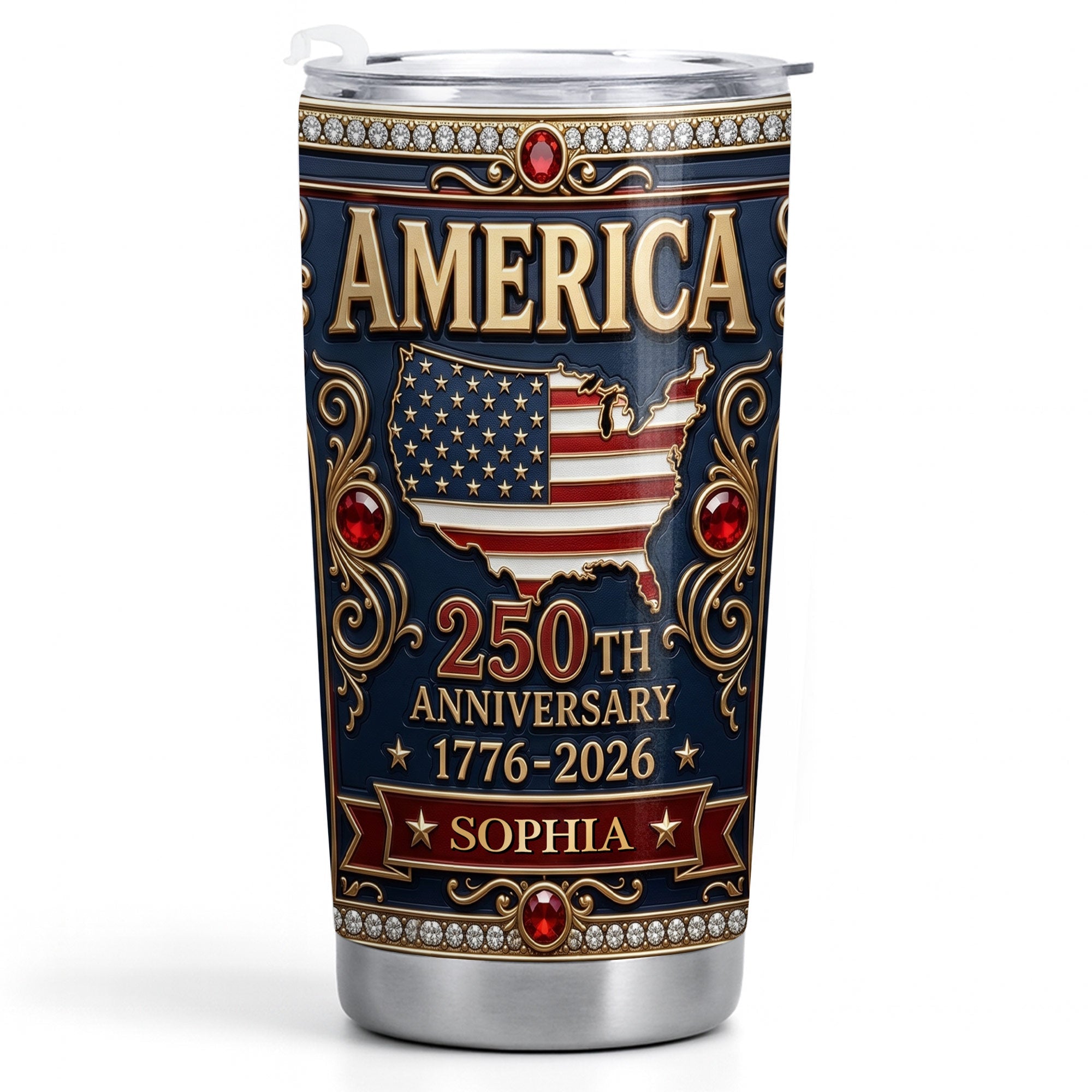 Personalized 250th Anniversary USA Map Stainless Steel Tumbler 20oz Gift 20oz Tumbler GradoCreations