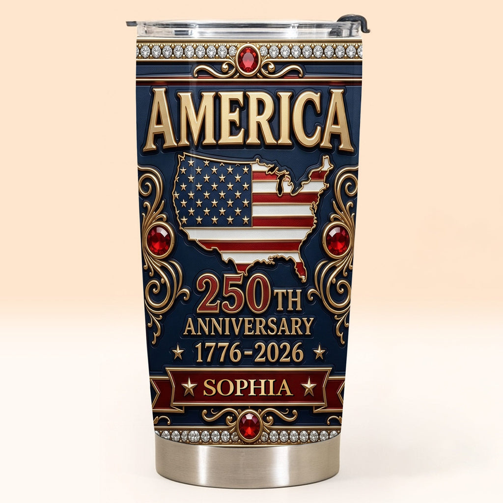 Personalized 250th Anniversary USA Map Stainless Steel Tumbler 20oz Gift 20oz Tumbler GradoCreations