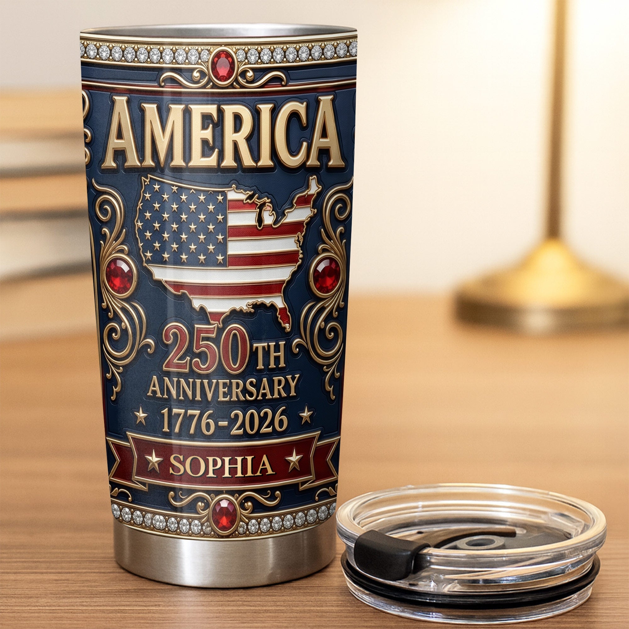 Personalized 250th Anniversary USA Map Stainless Steel Tumbler 20oz Gift 20oz Tumbler GradoCreations