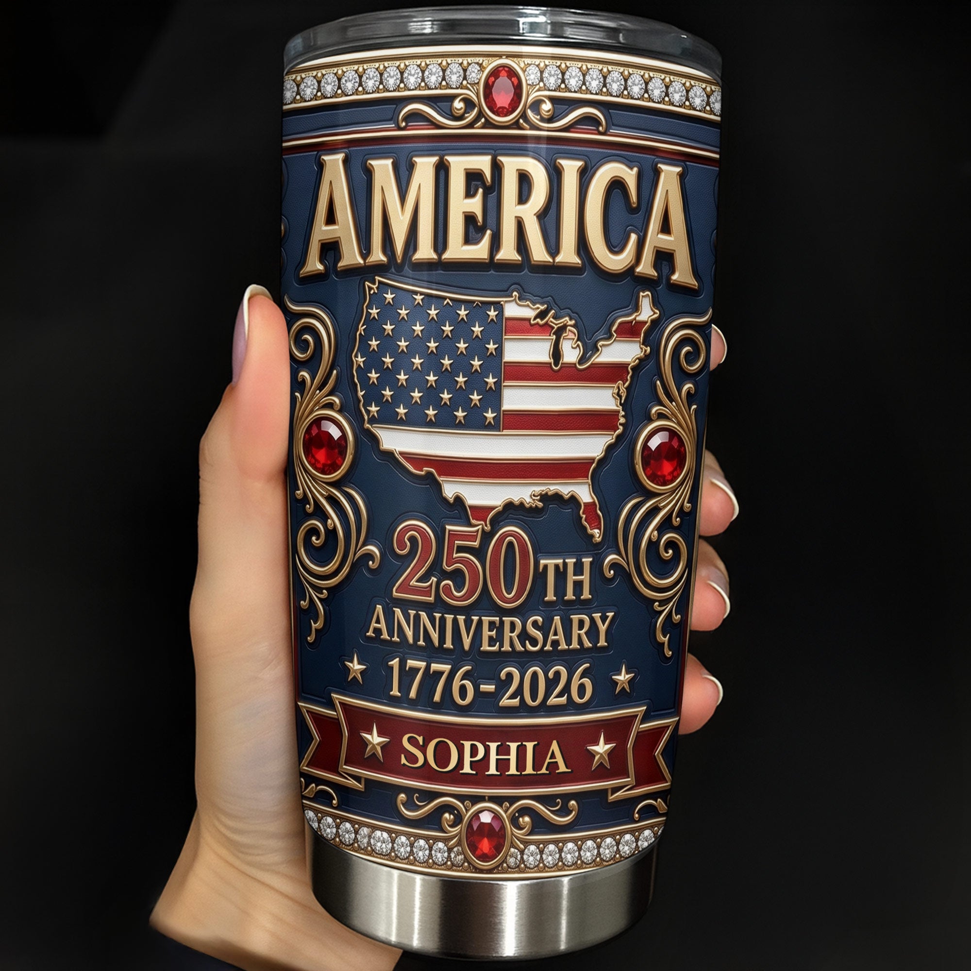 Personalized 250th Anniversary USA Map Stainless Steel Tumbler 20oz Gift 20oz Tumbler GradoCreations