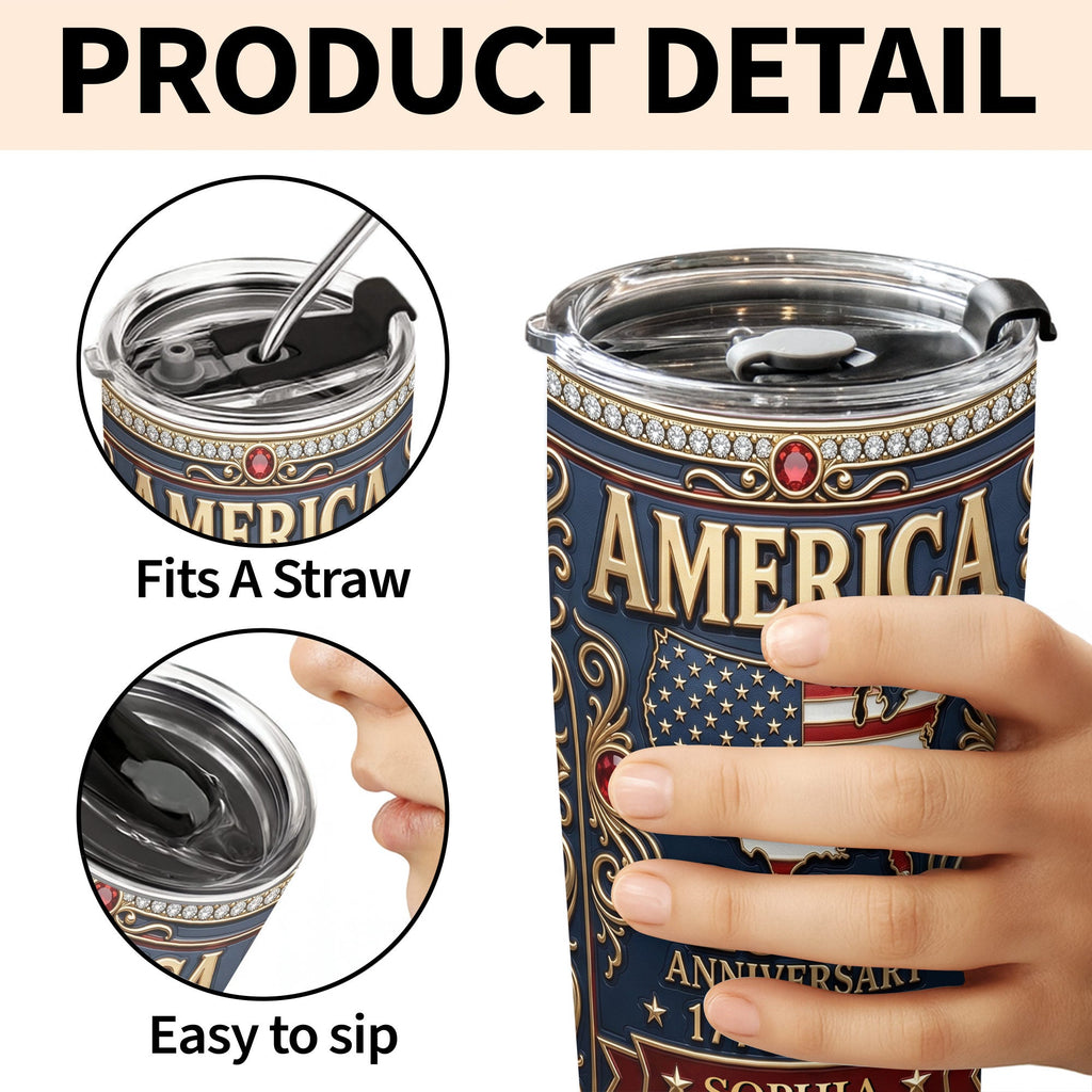 Personalized 250th Anniversary USA Map Stainless Steel Tumbler 20oz Gift 20oz Tumbler GradoCreations
