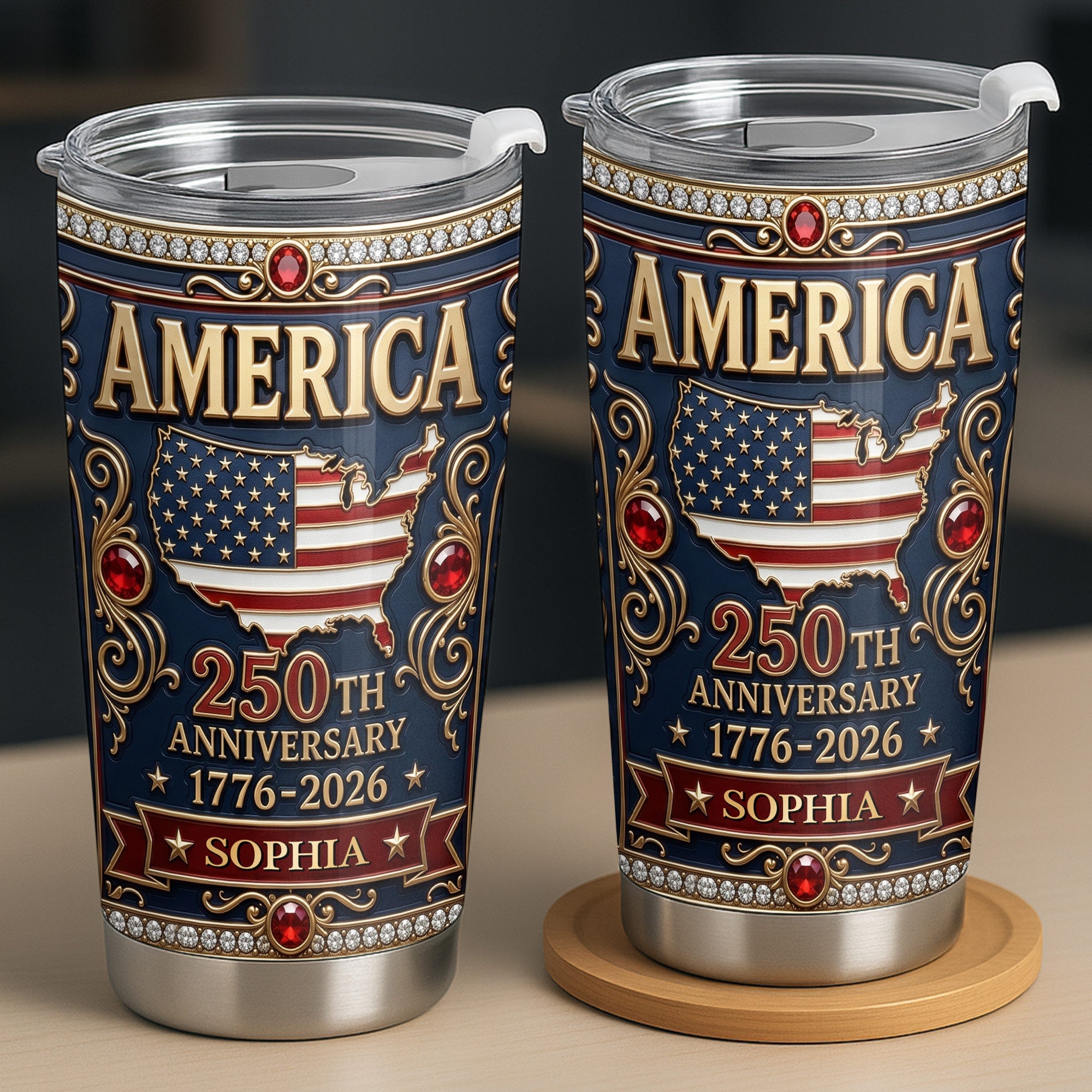 Personalized 250th Anniversary USA Map Stainless Steel Tumbler 20oz Gift 20oz Tumbler GradoCreations