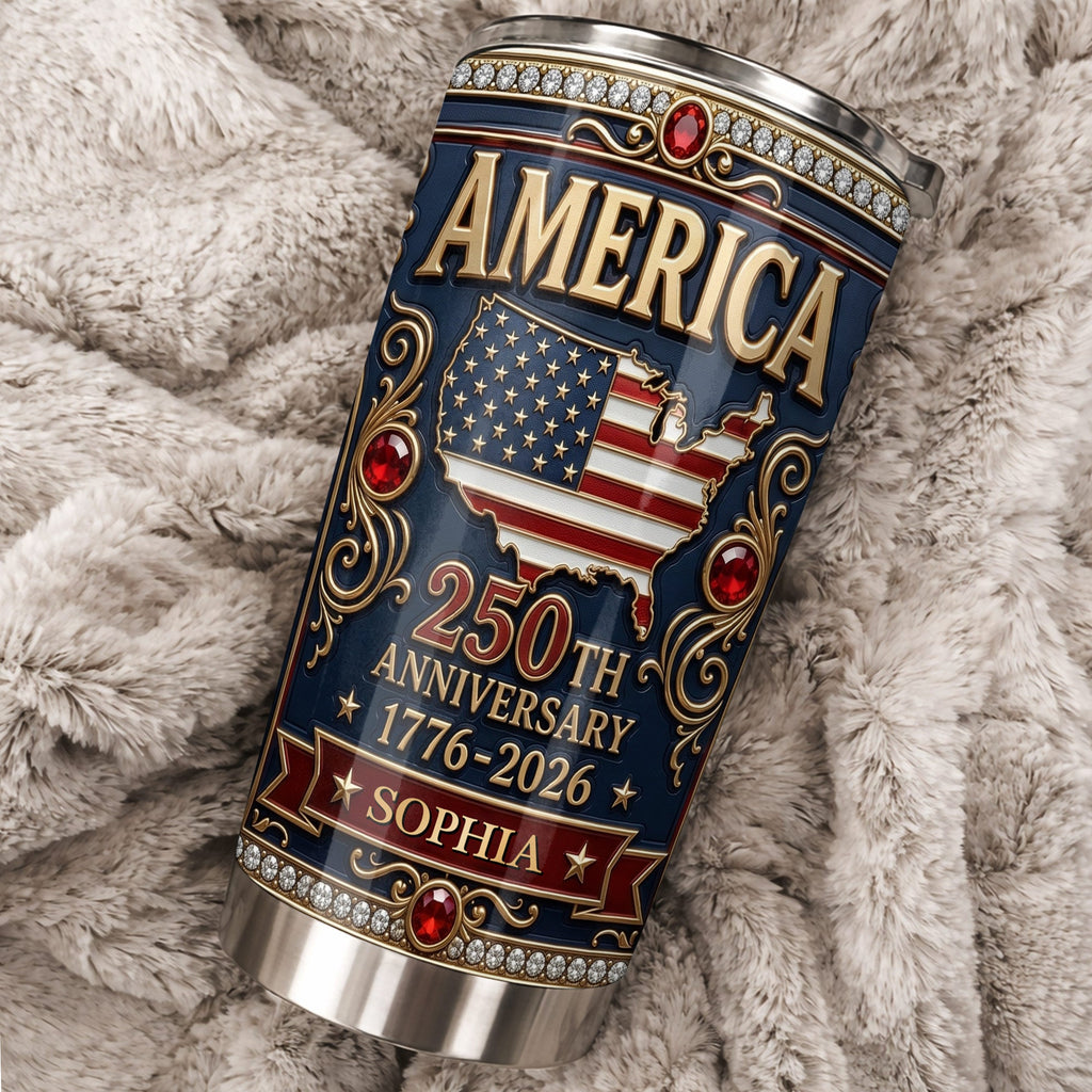 Personalized 250th Anniversary USA Map Stainless Steel Tumbler 20oz Gift 20oz Tumbler GradoCreations