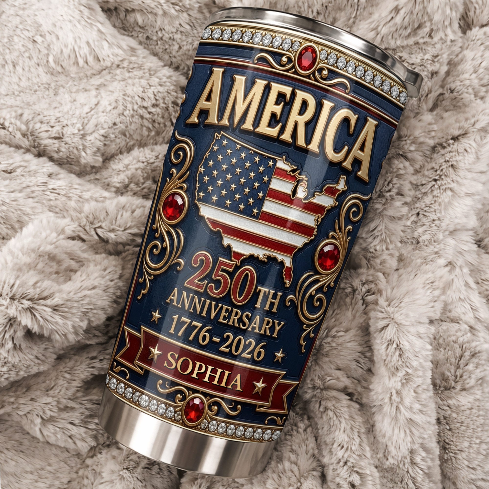 Personalized 250th Anniversary USA Map Stainless Steel Tumbler 20oz Gift 20oz Tumbler GradoCreations