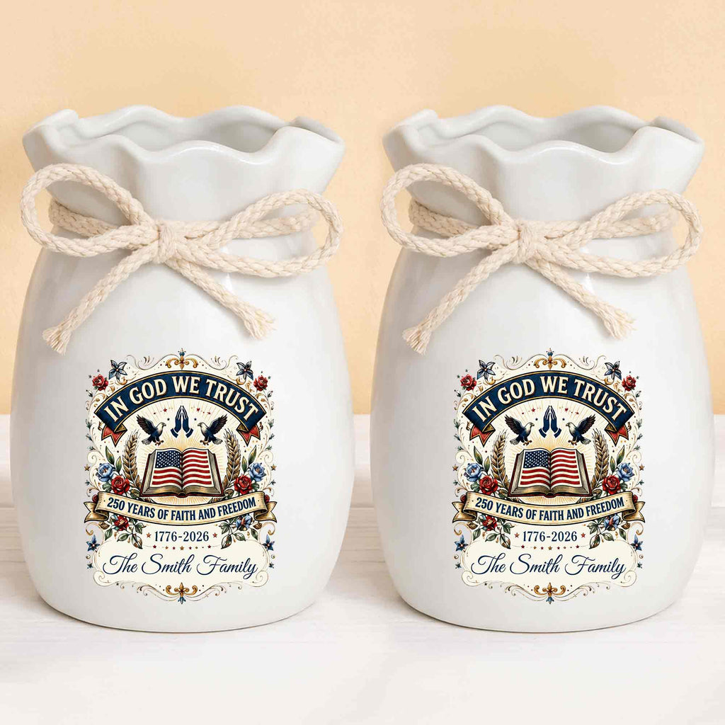 Personalized Ceramic Flower Vase Custom Name Gift for Mom Ribbon Tie Ceramic Flower Vase GradoCreations